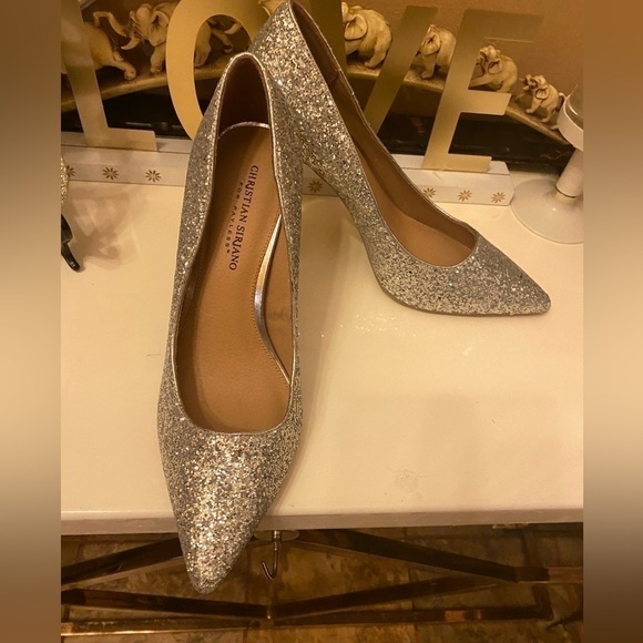 Christian Siriano Shoes - Christian SIRIANO SILVER GLITTER HEEKS SIZE 10